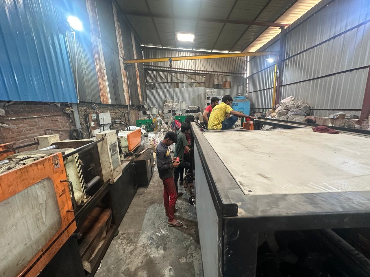 Factory floor machinery in the machining and assembly zone